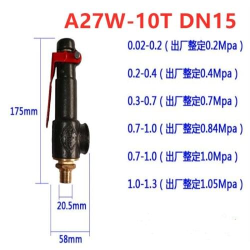2pcs A27W-10T DN15 safety valve pressure relief valve for air tank
