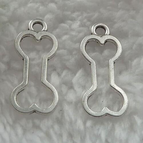 400 pieces antique silver bone charms 25x11mm #219