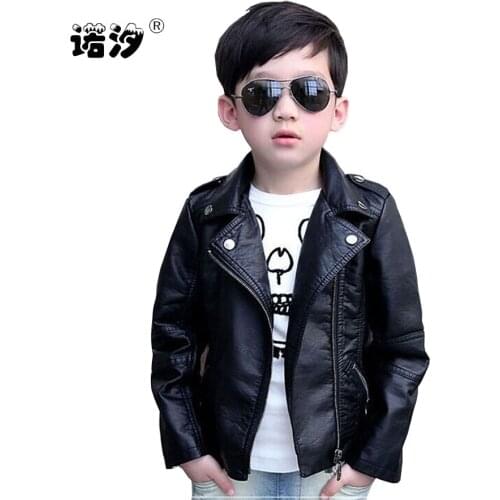 Childrens clothing boys spring autumn PU leather jacket male female child leather clothing outerwear child leather jacket 3-11Y