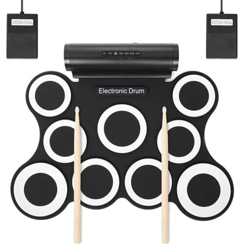 Electronic Drum Set 9 Pads Roll-Up Practice Drum Set Electronic Drum Kit For Kids And Adult Beginner Drummers Great Gift