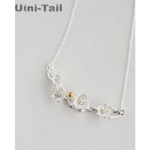 Uini-Tail hot new 925 sterling silver handmade tree branches plum necklace female literature fresh fashion trend high quality
