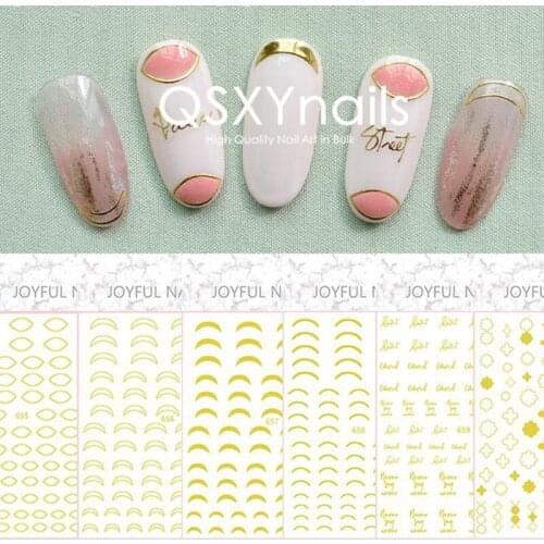 WHOLESALE 50pcs Metal Gold Nail Art Sticker Crescent Moon French Nails Manicure Adhesive Decals for Nail Art Decoration Manicure