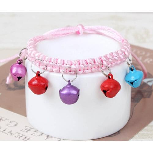 Pet Dog Braid Collar with Bells Adjustable Strap Puppy Collars for Cats Dogs LBShipping