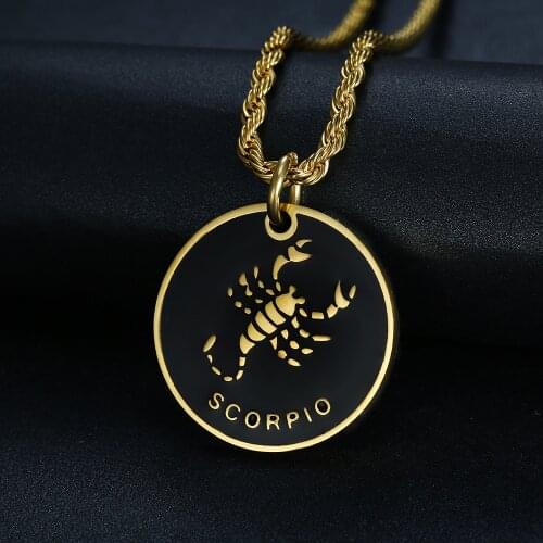 12 Zodiac Sign Constellations Pendants Necklaces For Women Men Gold Color Stainless Steel Male Jewelry Fashion Birthday Gift