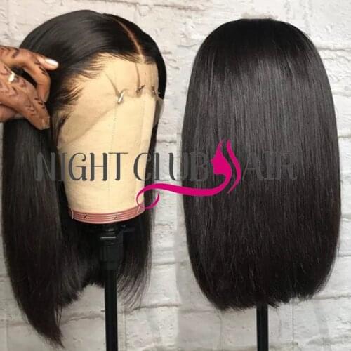 Human Hair Short Closure Wigs Cheap Human Hair Wigs Blunt Cut Bob Wig With 100% Brazilian Hair