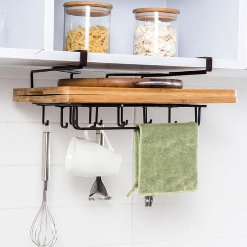 ORZ Kitchen Cupboard Organizer Storage Shelf Cabinet Closet Cutting Board Towel Hook Hanger Rack home Kitchen fittings utensils