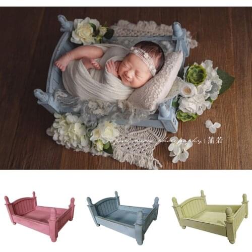 Newborn Photography Props Girl Retro Old Wooden Cot Accessoire Baby Shooting Photo Small Wood Bed for Studio Bebe Photographie