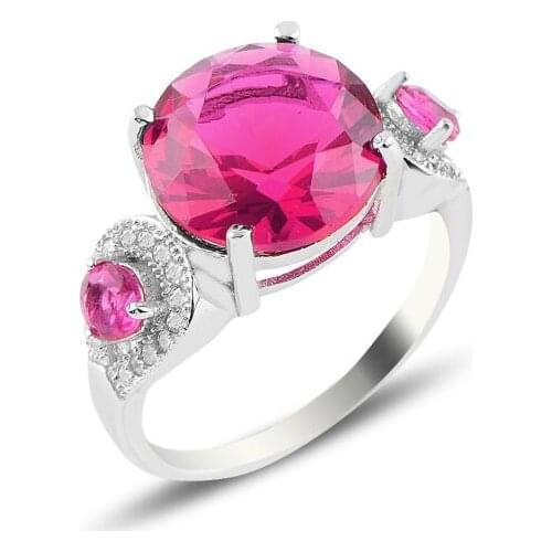 Silver 925 Sterling Ruby Zircon Engagement Ring