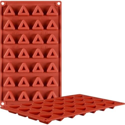 28 triangle mini donut molds Triangle Chocolate Pudding Biscuit Ice Cube Mold Fudge cake decoration Food grade silicone mold