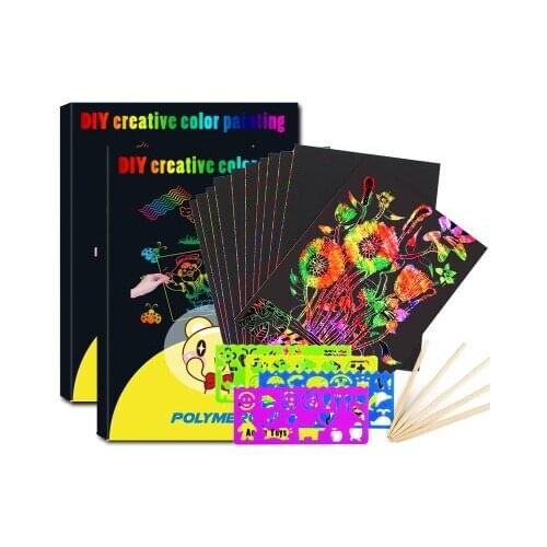 Scratch Art Notes Paper Drawing Stick Holographic Rainbow Papers for Kids Family Games NSV775