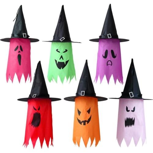 LED Glowing Witch Hat Creative Halloween Light String Hanging Ornament for Home Garden Courtyard Decoration TS2