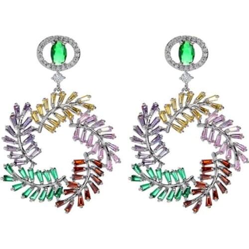 High-quality fashionable color leaf Zircon Earrings for women/girls casting Jewelry Gift Earrings
