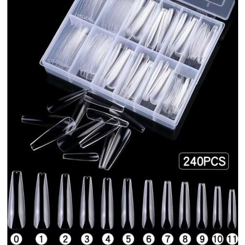 Y1UF 240 pcs Fake Nail Full Cover Nail Forms Acrylic False Fake Nails Quick Building Mold Tips Forms Nail Finger Extension