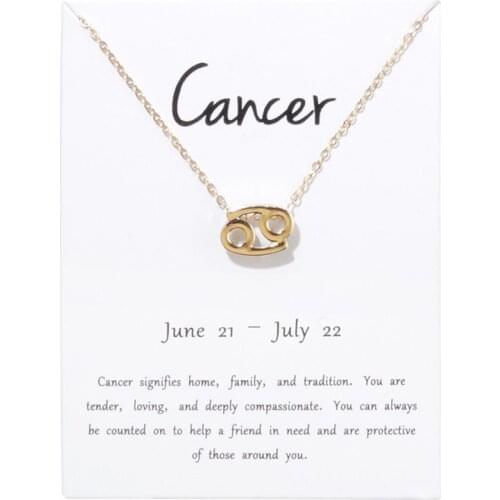 Women 12 Constellations Necklace Pendant Cancer Leo Virgo Libra Scorpio Capricorn Birthday Gifts With White Card Necklaces