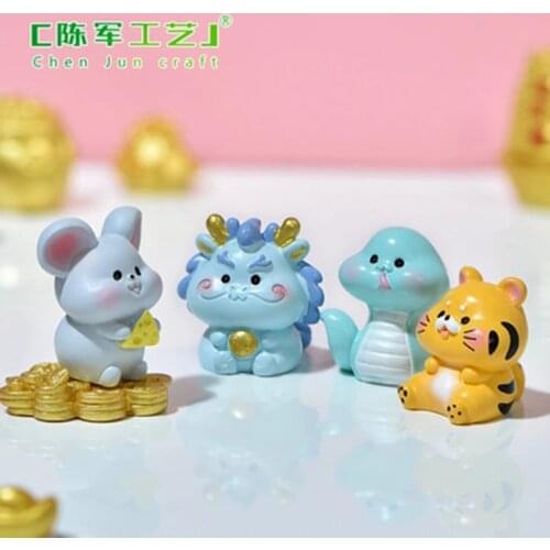 ZOCDOU 1 Piece Chinese Zodiac Colored Resin Decoration Rat Small Statue Little Figurine Crafts Figure Ornament Miniatures