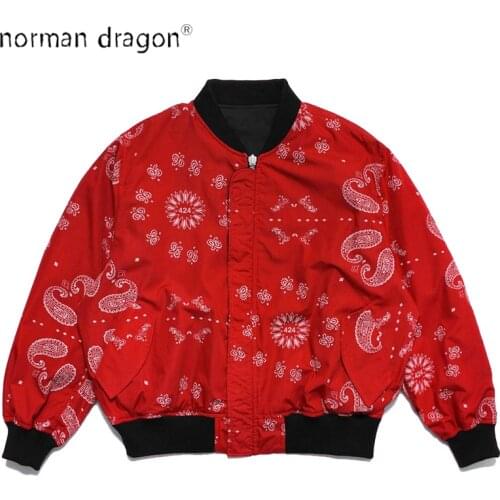 2020 Spring Autumn Oversized Reversible Paisley Hip Hop Fashion Streetwear Bomber Flight Air Force Pilot Jacket Men