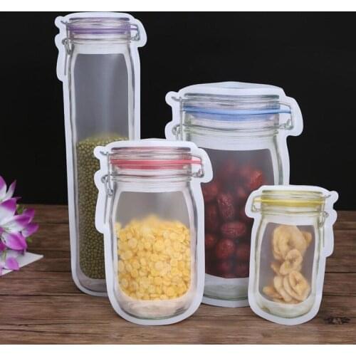 3-12pcs Reusable Jar Zipper Bags Grocery Candy Jar Food Storage Bags Portable Cookies Bags Kitchen Food Snacks Sealed