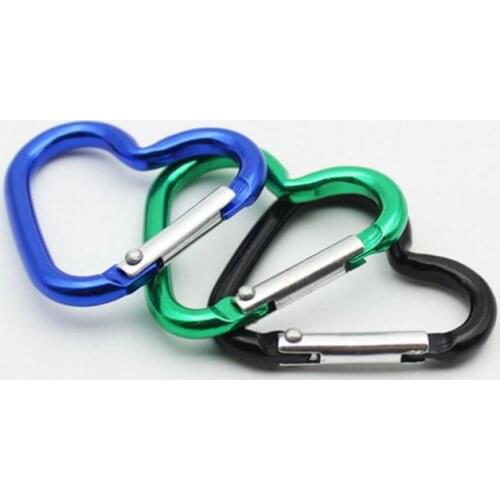500Pcs Mini Heart Shaped Aluminum Alloy Locking Mounting Carabiner Snaphook Hook Holder 40*44mm lin2812