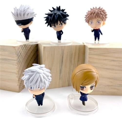 5 Pcs Jujutsu Kaisen Keychains Gojo Satoru Yuji Itadori Fushiguro Nobara Kugisaki Key Ring Cosplay Keychain Gift PVC Desk Model