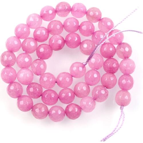 Natural Stone Beads Cut Surface Fuchsia Marble Loose Beads for Jewelry Making Needlework DIY Bracelet Strand 4-12 MM