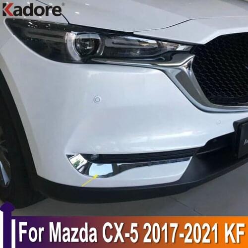 For Mazda CX-5 CX5 2017 2018 2019 KF Chrome Front Foglight Fog Light Eyelid Eyebrows Cover Trim Car Protect Accessories