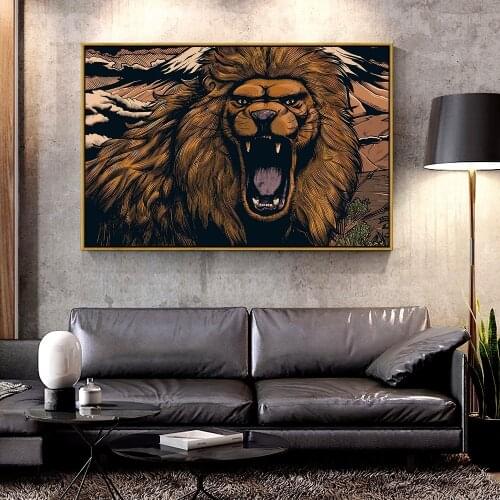 Forbeauty Oil Canvas Painting lion_grin_For Home Decoration Wall Art