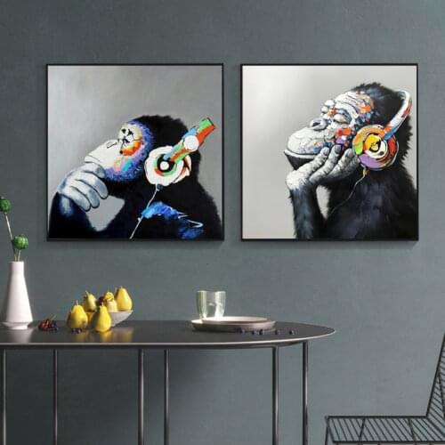 Graffiti Street Art Oil Painting Printed On Canvas Monkey Gorilla Animal Posters Wall Art Pictures for Living Room Home Decor