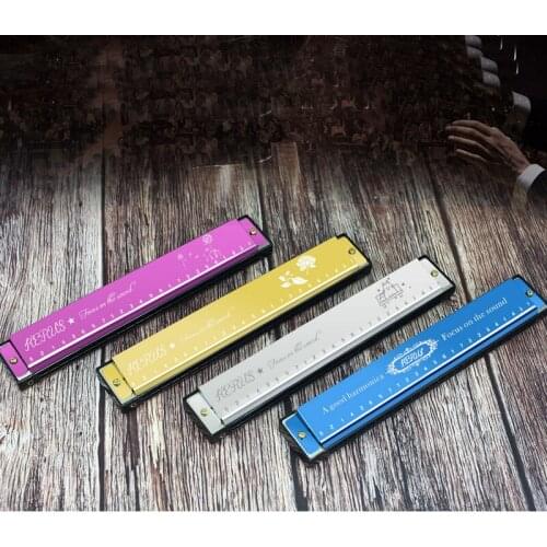 24 Hole Harmonicas Diatonic Polyphony C Tone Blues Jazz Rock Musical Instrument Practice Harp Mouth Organ Children Adults Music