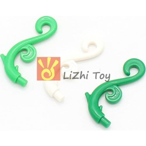 Moc 28870 Plant Stem Curved with 2 Thorns and 2 Swirls Vine City Garden Street View Scene Building Blocks Compatible Assembles