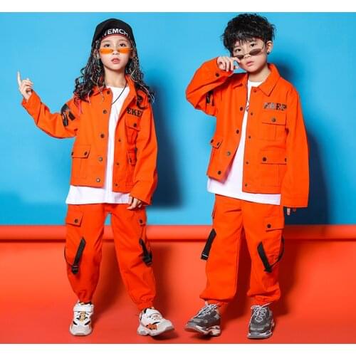 Kids Girls Boys 2 Pieces Suits Sets Shirt Pant Children Teenagers Streetwear Hip Hop Stage Fashion Show Clothing