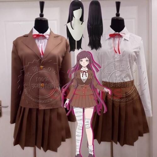 Dangan Ronpa 2 Mikan Tsumiki Cosplay Costume Tsumiki Mikan Wig Danganronpa Cosplay WigSuit Top skirt Christmas Woman Girls Dress