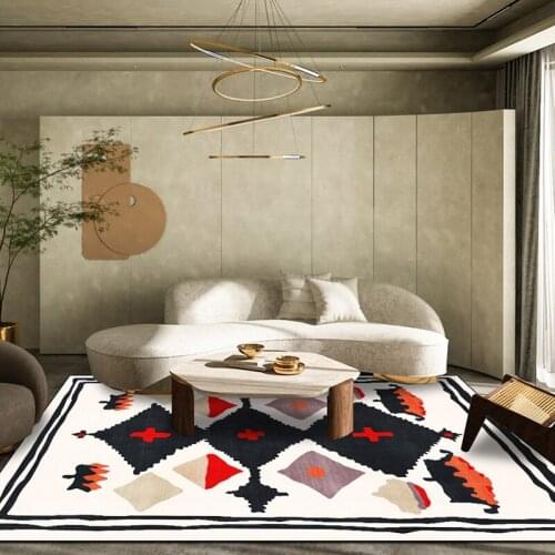 Moroccan Style Carpet and Rug Abstract Black Geometric Soft Plush Bathroom Absorbent Tapete Bedroom Bedside Anti-Slip Floor Mat