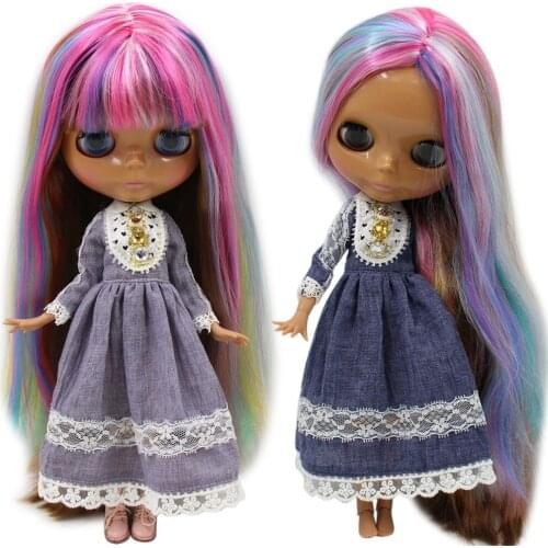 ICY DBS Blyth doll No.12color Colorful hair JOINT body Chocolate skin 1/6 bjd ob24 anime girl