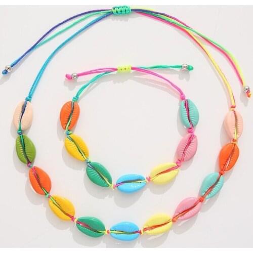 Hot Conch Seashell Necklace Women Jewelry Summer Beach Shell Choker Bohemian Rope Cowrie Beaded Necklaces Handmade Collar Female