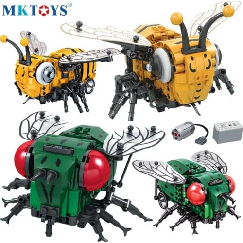 MKTOYS STEM Toys for Children Electronic Fly Bee Bricks Technical Machine Building Blocks MOC Constructor Gift for Kids