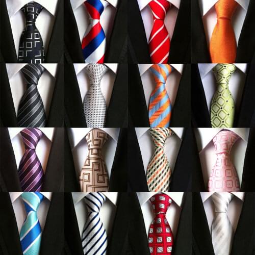 Fashion Neckties Classic Mens Striped Floral Yellow Bule Red Business Wedding Ties Jacquard Woven Silk Men Solid Tie Neck Ties