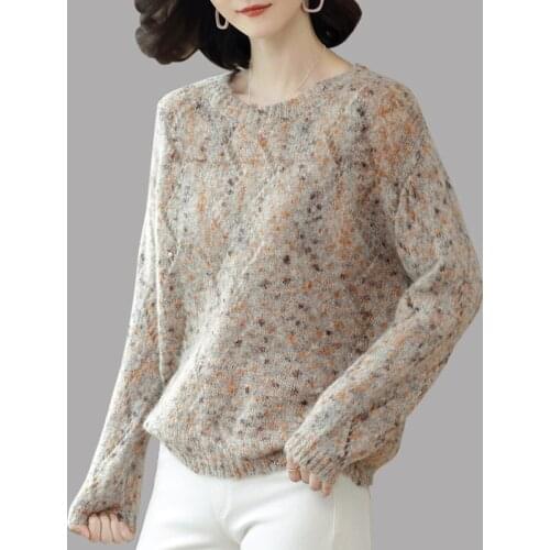 Fashion Loose O-Neck Sweaters Women spring new Casual Long sleeve Knitted Pullovers winter Patchwork Keep warm Tops women