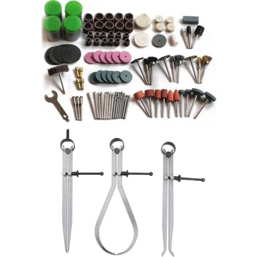 147 Pcs Bit Set Suit Mini Drill Rotary Tool & Fit Dremel Grinding & 3X Spring Inside Outside Divider Caliper Set 8-Inch