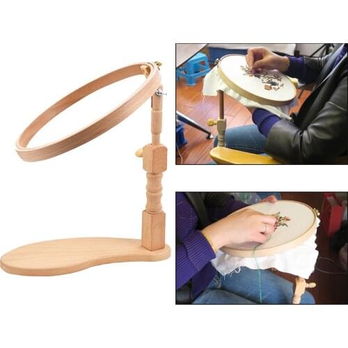 45cm Embroidery Hoop Set Cross Stitch Rack Adjustable Wooden Embroidery Lap Stand Holder for DIY Cross Stitch Sewimg Arts Crafts