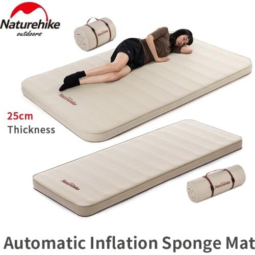 Naturehike Automatic Inflatable Sponge Sleeping Pad 25cm Thickness Portable Sponge Sleeping Mattress Travel Dampproof Tent Mat