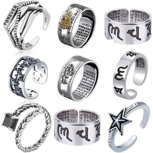 Unusual Opening Rings for Women Irregular Vintage Lucky Symbol Ring Male 2021 Korean Fashion Cool Egirl Goth Wedding Jewelry