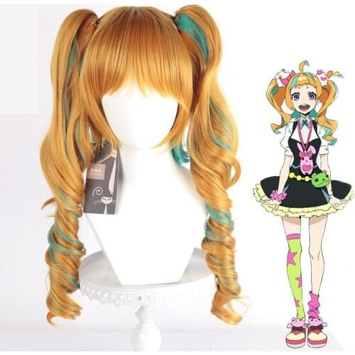 New Arrival Japanese Anime Kiznaiver NIYAMA NICO Cosplay Wig Gold Brown Green Highlight Hair Wig Anime Cos Wig