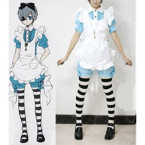 Lolita Maid Outfit Black Butler Ciel Phantomhive Cosplay Costume Halloween Servant Girl Housemaid Costume