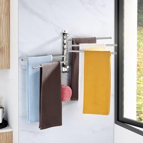 304 Stainelss Steel Swivel Towel Holder Chrome Activity Towel Bar Wall Rotating Towel Rack Bathroom Accessories In Polished