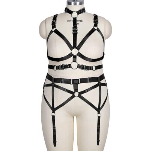 Full Body Elastic Bondage Erotic Lingerie Sets Harness For Women Cage Hollow Bra Goth Punk Carnival Suspender Garters Belt