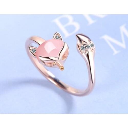 Adjustable Fox Ring New Woman Fashion Retro Punk Jewelry High Quality Crystal Zircon Size Ring Gift For Women New Arrival