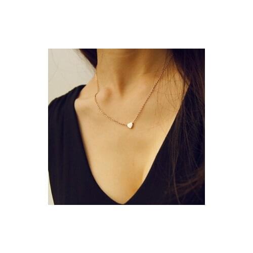 Rose gold color 316l stainless steel small cute love heart necklace women, fashion choker necklace collares mujer jewelry colar