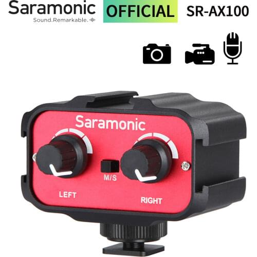 Saramonic SR-AX100 Universal Microphone Audio Adapter Mixer with Stereo & Dual Mono 3.5mm Inputs for Canon Nikon DSLR Camcorder