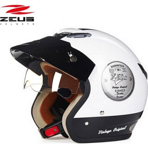 ZEUS 3/4 open Face Electric Motorcycle Helmet Built-in lens Moto Accessories Retro Prince Motocross scooter Bicycle Helmet