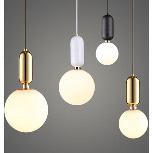 Modern led glass ball pendant lights luminaria pendente kitchen fixtures dining room light living room pendant light